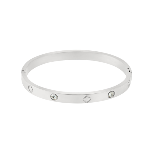 Adornia tarnish resistant silver plated cz and clover bangle