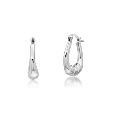 MaxColor sterling silver oval bottom braided hoop earrings