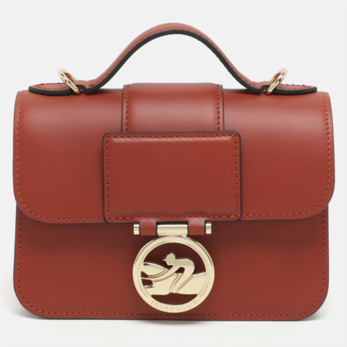 Longchamp box trot brown leather shoulder bag