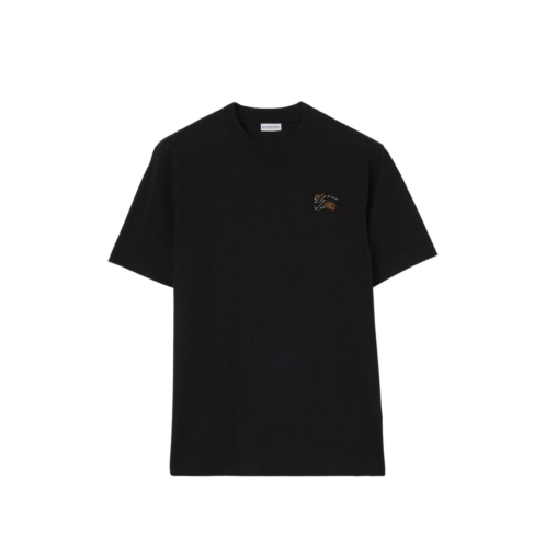 BURBERRY black seth cotton embroidered logo t-shirt