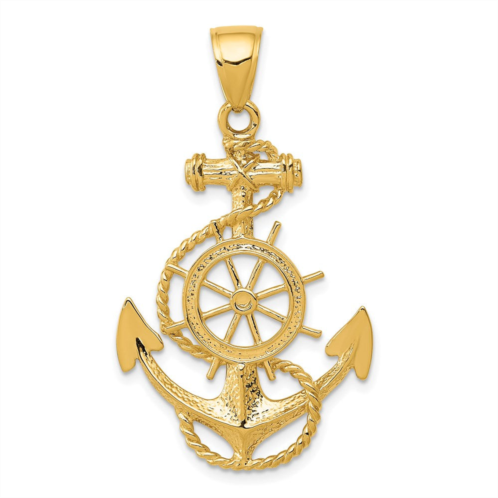 Diamond2Deal 14k yellow gold large anchor wheel pendant