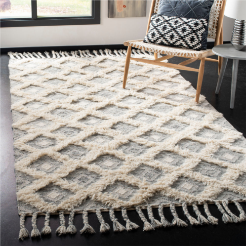 Safavieh kenya hand made area rug grey / ivory bohemian style non-shedding