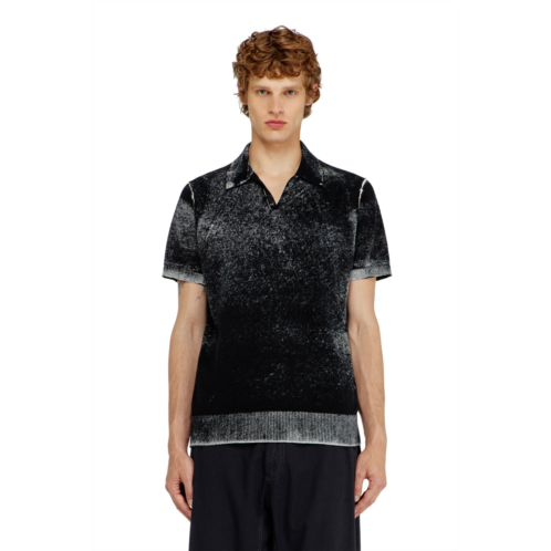 Diesel knit polo shirt with faded reverse print