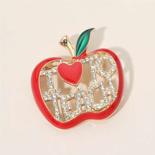 FASHNZFAB i love teacher apple pin brooch