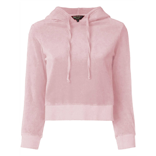 Juicy Couture velour shrunken hoodie in silver pink