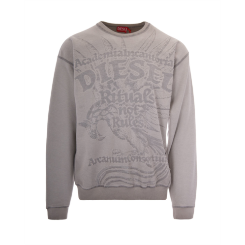 DIESEL white aron devore cotton-blend sweatshirt