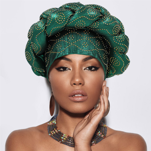 FASHNZFAB bling studded braided turban hair wrap