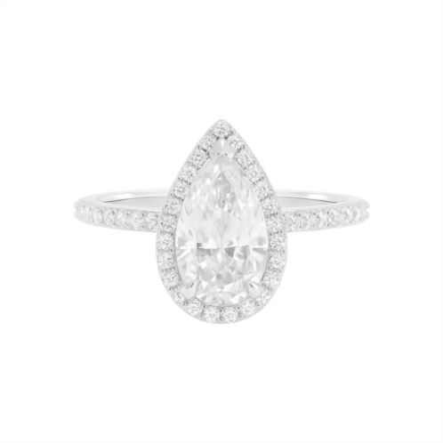 Allyanna Gifts womens pear shape halo moissanite ring in silver
