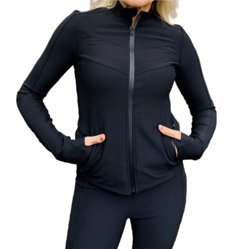 BLANC NOIR directional fitted jacket in black