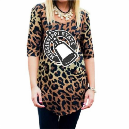 Gameday Couture mississippi state university logo tunic in leopard