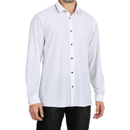 BARABAS solid diamond long sleeve shirt in white