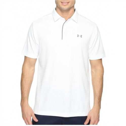 UNDER ARMOUR tech button up placket polo in white