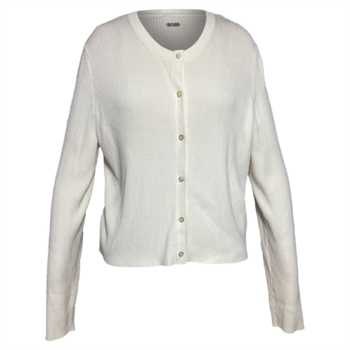 Boss ribbed cardigan in white viscose