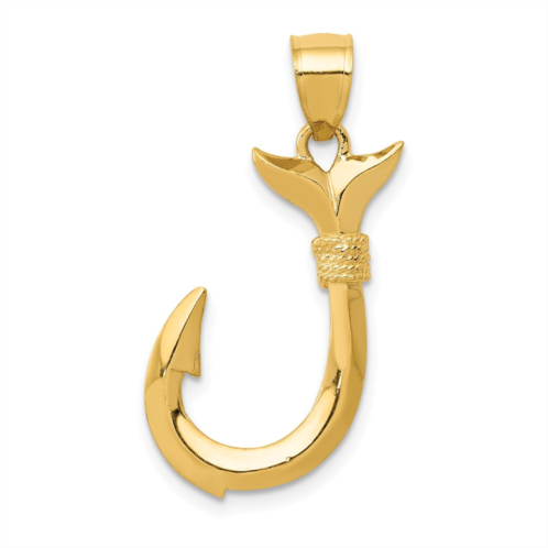 Diamond2Deal 14k yellow gold 3d whale tail hook pendant