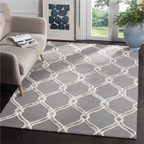 Safavieh manchester hand made area rug dark grey / ivory contemporary style non-shedding