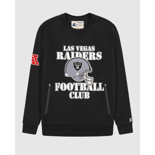 Starter mens las vegas raiders crew neck sweatshirt with zip pockets in black