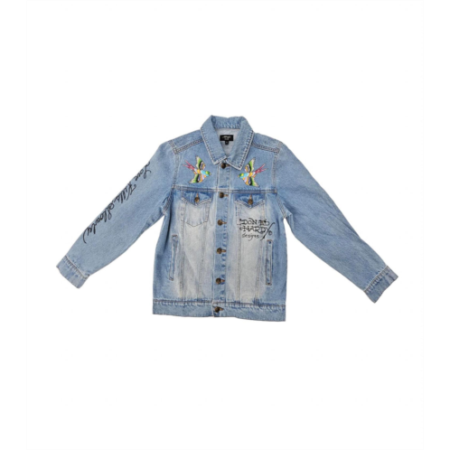 Ed Hardy womens brave eagle denim jacket in light wash