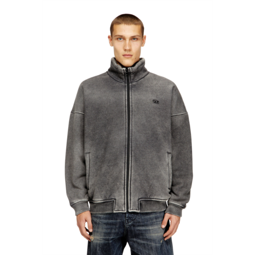 Diesel teddy-lined zip jacket with denim effect
