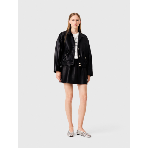 Maje short leather skirt