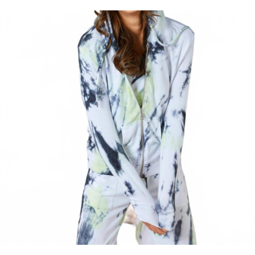 French kyss marble wash zip up hoodie in lime