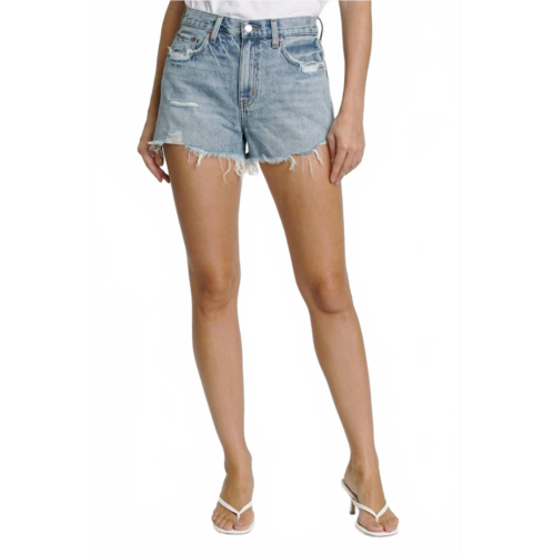 PISTOLA nova relaxed high rise cut off shorts in light blue