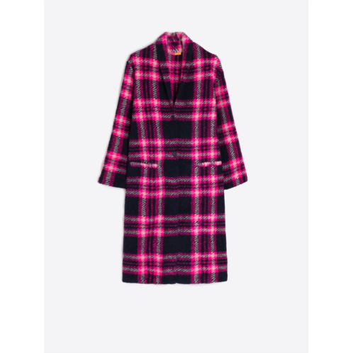 Vilagallo womens claudia coat in navy/pink plaid