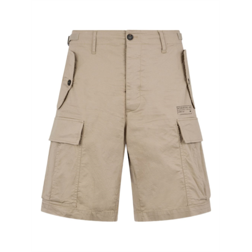 DSQUARED2 cotton beige shorts with flap pockets