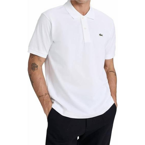 LACOSTE short sleeve pima jersey interlock regular fit polo shirt in white