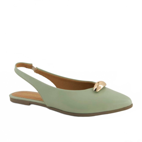 Andrea womens pointed toe slingback ballet flats in green