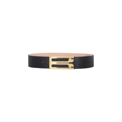 VICTORIA BECKHAM black jumbo frame crocodile-embossed leather belt