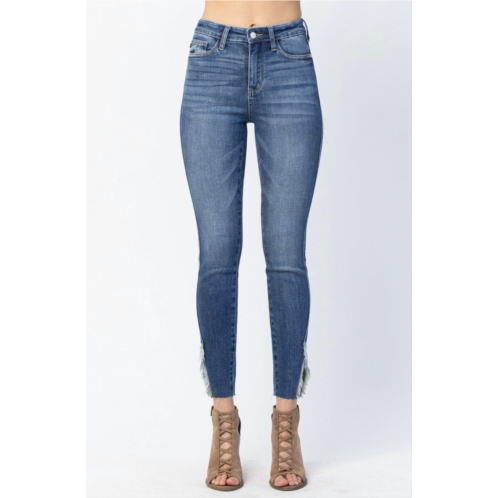 Judy Blue edinburg high rise split hem skinny jeans - regular sizing in medium wash