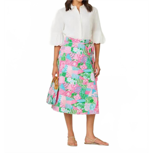 Lilly Pulitzer womens constance reversible midi skirt in multi crazy quilt