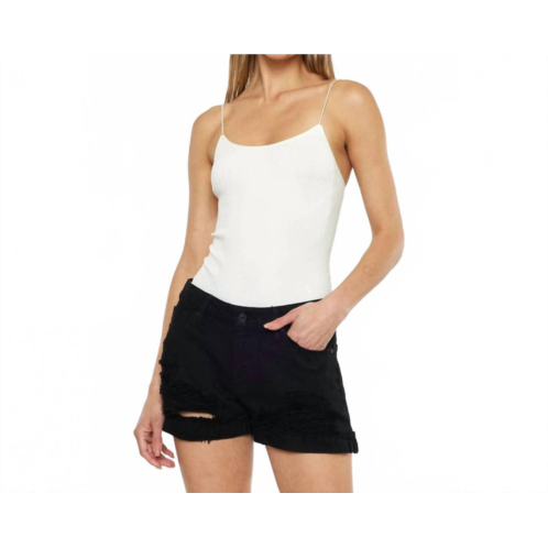 KanCan denim mid rise with rigid ends short in black