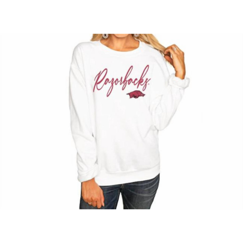 Gameday Couture university of arkansas long sleeve sweatshirt in white
