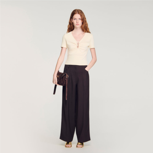 Sandro jewelled cropped cotton t-shirt