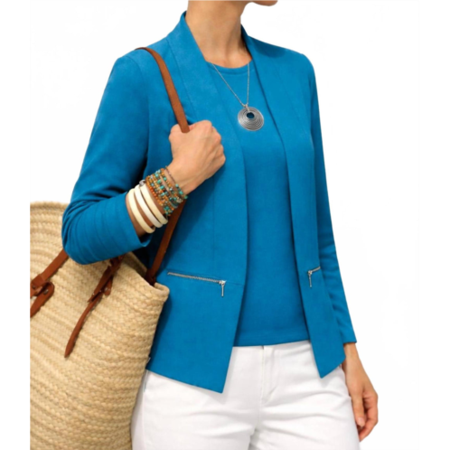 J torino zip ribbed cardigan in french blue
