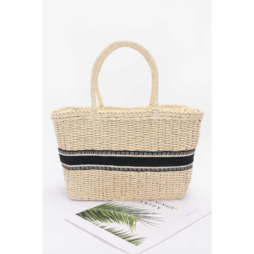 FASHNZFAB faux straw tote bag