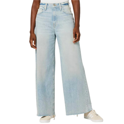 Hudson womens james high rise wide leg barefoot jean in iris