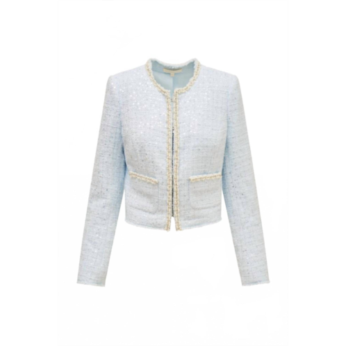 LoveShackFancy womens kelli long sleeve jacket in blue