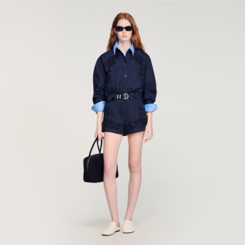 Sandro embroidered cotton shorts