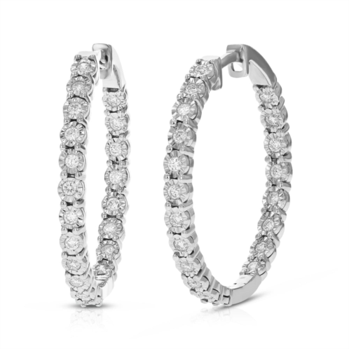 Vir Jewels 1/2 cttw lab grown diamond hoops earrings in sterling silver with hidden post for women