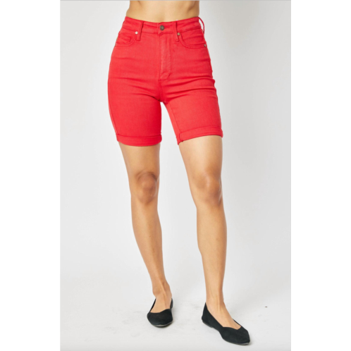 Judy Blue tummy control bermuda shorts in red