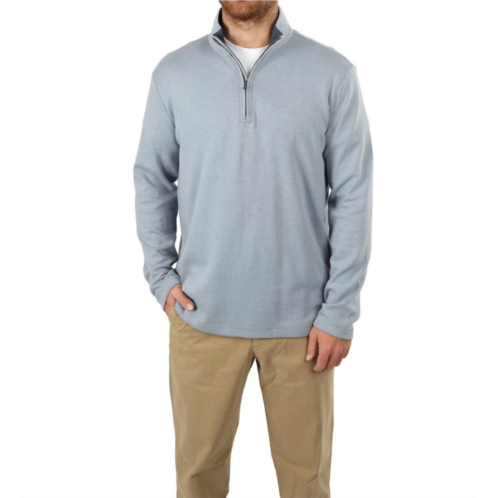Vince double-faced quarter zip top in blue steel