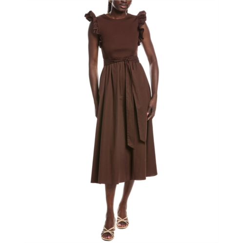 anne klein mixed knit & woven midi dress