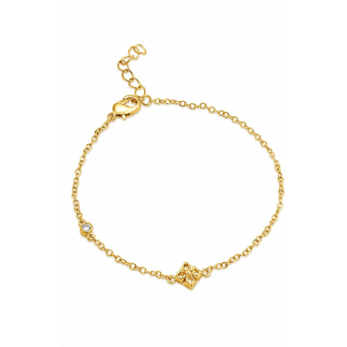 SAVVY CIE JEWELS gold plated over sterling silver .925 princess quadrant white cz accent bracelet
