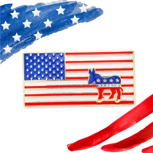 FASHNZFAB enamel american usa flag democrats donkey pin brooch