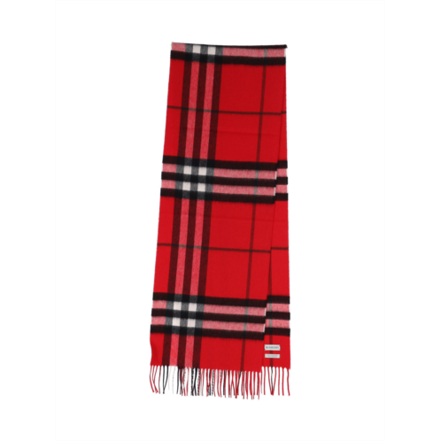 BURBERRY check scarf in red brushed cashmere