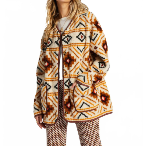 Billabong fireside cozy jacket in white multi