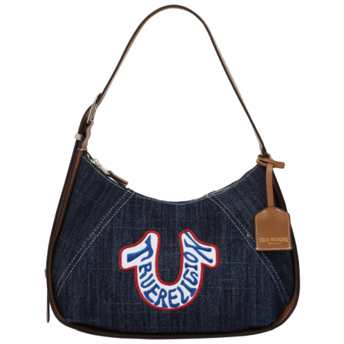 true religion retro horseshoe denim hobo bag