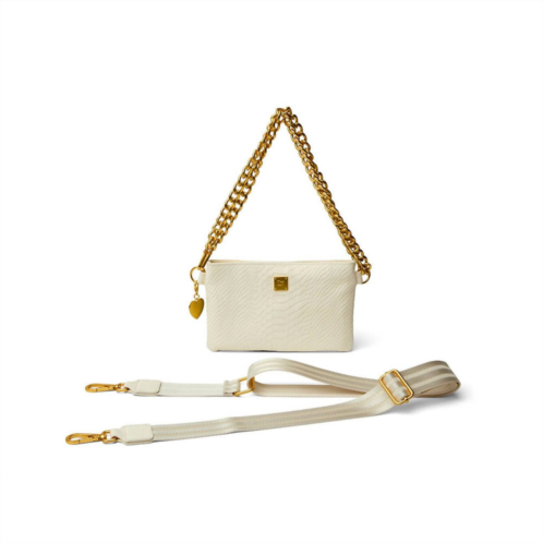 THINK ROYLN womens fame bag in cream python